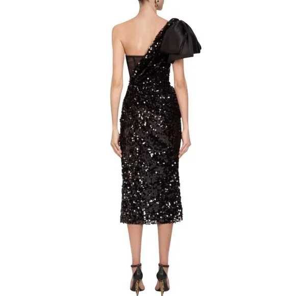 Dolce & GabbanaFollow Bow-Embellished Sequin Dress Size 44 IT, M US NEW